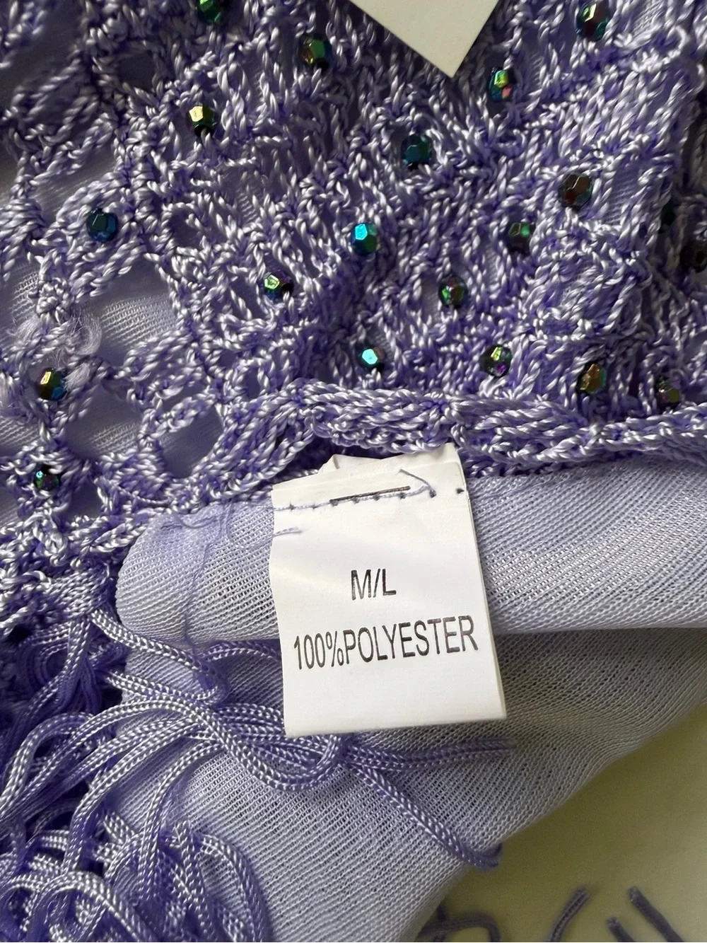 Lavender Crochet Halter Top Bankini Fringe Trim Tie Boho-chic Peasant M